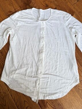 MAJESTIC FILATURES 2 M linen relaxed button down top shirt white perfect conditi